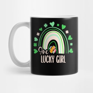 Leopard Tie Dye Rainbow Happy St Patricks Day One Lucky Girl Shamrock Mug